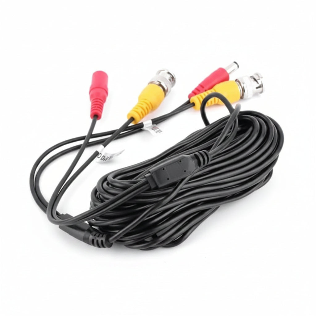 50m Power & Video CCTV Camera Cable - Black for Reliable Security Setup