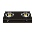 Double Burner Gas Stove with Tempered Glass Top, Black