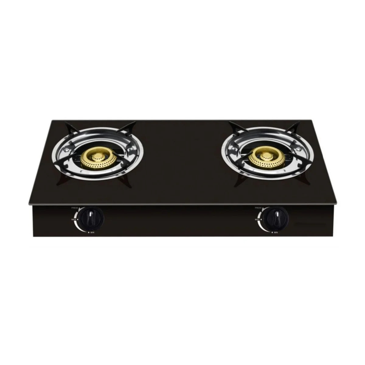Double Burner Gas Stove with Tempered Glass Top, Black
